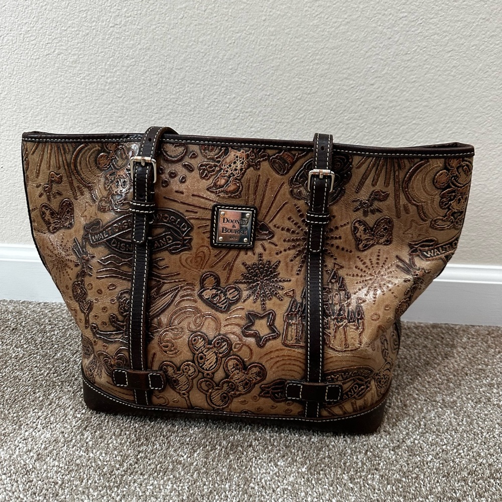 Disney Dooney & Bourke Brown Tote Bag with Leather Trim